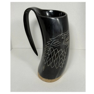 Taza de Cuerno Natural Pulido Hecha a Mano, Moderna y Ecológica, Tallada, con Asa, para Fiestas y el Hogar - Product Image 2