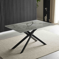 Table à manger extensible en céramique avec plateau en céramique et pieds en métal