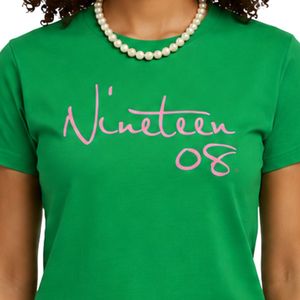 T-shirt vert à manches courtes pour femmes, numéro 08, en coton, avec image graphique, décontracté, à la mode, pour l'été, usage quotidien, vêtements tendance, confortables - Product Image 4