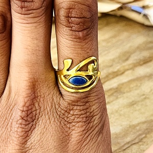 Unique Design <b>Lapis</b> <b>Lazuli</b> <b>Ring</b> Boho Brass Jewelry for Women 18k Gold Plated Egyptian Eye Statement <b>Ring</b> for Wholesale/OEM/ODM - Product Image 5