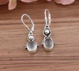 Boucles d'oreilles en pierre de lune blanche naturelle, argent sterling 925, boucles d'oreilles géométriques pendantes, bijoux pour femmes, pierre de naissance de juin, mariage, fête, luxe - Product Image 1