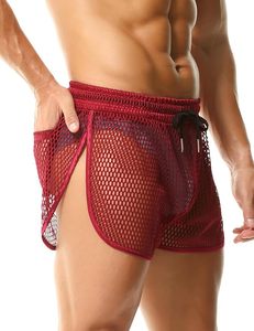 Shorts en maille rouge avec cordon de serrage, tricotés, respirants, pour le sport, la course, le basketball, décontractés et sportifs - Product Image 2