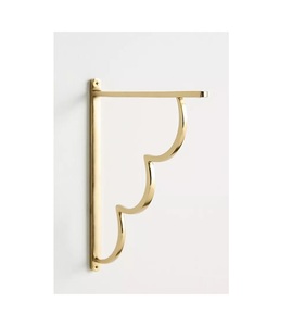 Support d'étagère décoratif en laiton avec un design élégant à motifs festonnés pour étagère murale en bois de style rustique - Product Image 4
