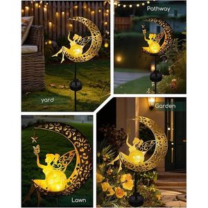 Statues solaires décoratives de jardin d'extérieur, figurine de fée de la lune avec piquet lumineux - Product Image 2