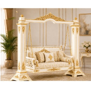 Elegante columpio de madera maciza dorada para el hogar y el balcón, columpio de madera premium hecho a mano en India, Jhula tradicional personalizada - Product Image 1