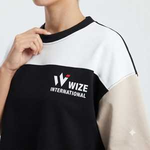 WIZE INTERNATIONAL Women's Color Block <b>Crop</b> <b>Top</b> Crew Neck Short Sleeve Casual T-Shirt Breathable Knitted 100% Cotton - Product Image 3