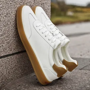 Chaussures en cuir véritable noir et blanc pour hommes, baskets décontractées, baskets cool pour jeunes, chaussures de skateboard polyvalentes pour hommes, Tenis Masculino - Product Image 2