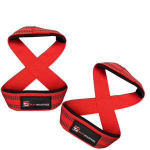 SAAR INDUSTRIES Figure 8 Lifting Straps Red Nylon Anti-Slip Weightlifting Support Unisex <b>Strength</b> <b>Training</b> - Product Image 2