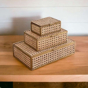 Boîte de rangement en verre de style maille de rotin avec cadre en laiton, dernière nouveauté, pour bijoux et cosmétiques - Product Image 6