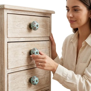 Ba <b>Ceramic</b> Cabinet <b>Knobs</b> Industrial Eco-Friendly Turquoise Brown Pattern for Kitchen Home Office Apartment Furniture Handles - Product Image 5