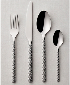 Ensemble de couverts en acier inoxydable de qualité supérieure avec poignée torsadée finition argentée, parfait pour les cafés, les repas à domicile et les tables formelles - Product Image 1