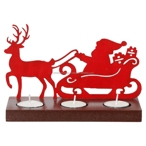 Wooden Metal Santa Sleigh <b>Candle</b> Holder Christmas Decorative Tealight Holder Holiday Table Centerpiece Home Decor - Product Image 6