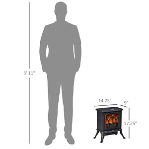 Caminetto Elettrico Indipendente 750W/1500W con Effetto Fiamma e Legna Realistico, Stufa Elegante Nera - Product Image 3