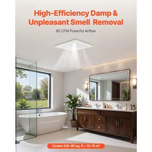 Ventilador de Extracción para Baño de 80 CFM Premium, Motor Silencioso, Interfaz de Ducto de 4 Pulgadas, Ventilación para el Hogar, Lavandería y Cuartos de Almacenamiento, Blanco - Product Image 2