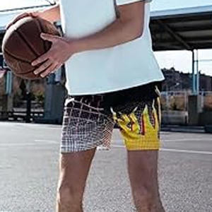 Pantalones cortos deportivos a cuadros para hombre, informales, con cintura elástica, de nailon/algodón, de secado rápido, para correr, subidos por Dress Sports - Product Image 4