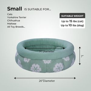 Coussin pour chat d'intérieur, lavable, rond, mignon, avec fleurs 3D, antidérapant, pour chaton et chiot, 20 pouces, vert - Product Image 3