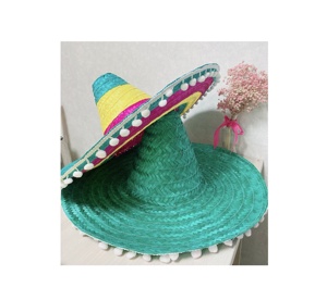 Hand-Woven Hawaii Straw Hat/ Wholesale Cheap Straw Mexican <b>Sombrero</b> seagrass Hat for Promotion Party Event gift to customer - Product Image 1