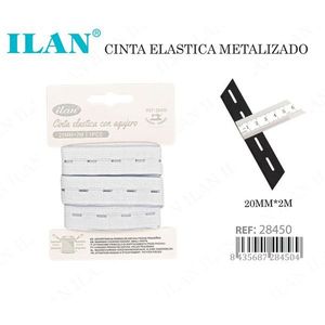 Nastro Elastico Ilan con Occhielli 20mm x 2m Metallizzato per Uso in Abbigliamento - Product Image 3
