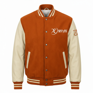 Vêtements Streetwear pour lycéens, manches en cuir, broderies, patchs, vente en gros, style vintage américain - Product Image 1