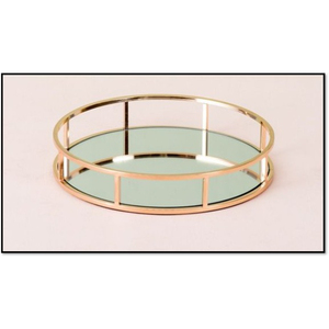 Round Glass <b>Storage</b> Tray With Gold Frame Modern Design Durable Indoor <b>Tabletop</b> Accessory Living Room Decor - Product Image 6