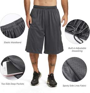 Shorts de sport pour hommes, longs, pour le basketball et l'entraînement, coupe ample, au-dessus du genou, avec poches - Product Image 4