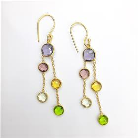 WHOLESALE ROUND MULTI GEMSTONES HANGING <b>DANGLE</b> <b>EARRINGS</b> MULTI GEMSTONE ROUND <b>EARRINGS</b> WITH TRENDY DESIGN - Product Image 6