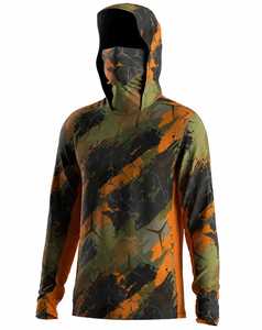 Sweat-shirt unisexe camouflage à capuche avec fermeture éclair, manches longues, imperméable, séchage rapide, sportif, coupe classique, en polyester tricoté, pour l'hiver - Product Image 4