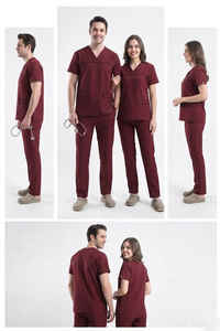 Unisex Custom Nursing <b>Scrub</b> <b>Set</b> Medical Uniform Hospital Nurse <b>Scrubs</b> V Neck Top Jogger Pants <b>Set</b> - Product Image 5