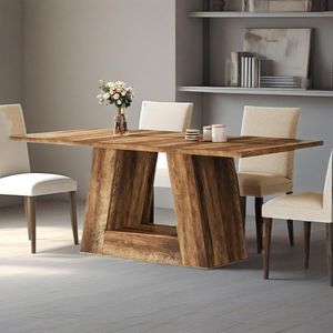 Moderno in legno finto marmo 4-6 posti tavolo da pranzo rettangolare 63 "robusta Base tavolo da cucina - Product Image 3