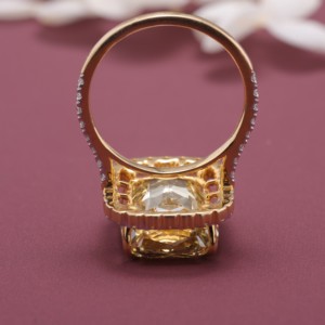 Anillo de Compromiso y Boda de Lujo con Halo de Diamantes Amarillos Corte Esmeralda Certificados por IGI, Plata de Ley 925 Sólida con Rodio, Regalo de Aniversario - Product Image 6