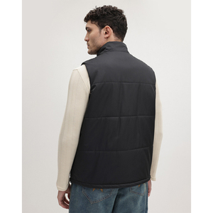 Chaleco Negro para Hombre con Cuello Alto, Cortavientos, Informal, Relleno de Poliéster, Color Sólido, Largo Regular - Product Image 2