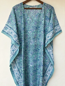 Nuevo Kaftán con Estampado Animal, Cuello en V, Cordón Ajustable, Estilo Flare, de Algodón Suave Indio, con Encaje, Largo, para Playa o Dama de Honor - Product Image 5