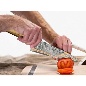 Cuchillo de Cocina de Lujo Hecho a Mano con Hoja de Cobre y Damasco, Cuchillo de Chef con Mango Turquesa para Aniversario, Regalo de Navidad con Funda - Product Image 2