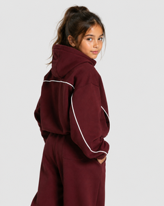 Conjunto de Sudadera con Capucha y Pantalones Deportivos de Forro Polar para Niñas, Estilo Informal, de Dos Piezas, con Contraste de Colores - Product Image 6
