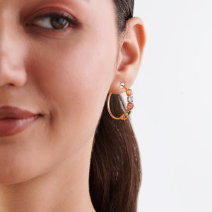Superbe Offre : Boucles d'Oreilles Créoles en Forme de C pour Femme, Serties de Saphirs Multiples, en Or Jaune 14 Carats Véritable – Idéales pour les Soirées – Fabricant de Bijoux de Qualité Supérieure - Product Image 4