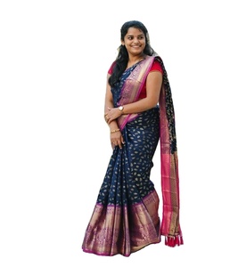 Saris Prêts à Porter Personnalisables en Tissu KANJIVARAM Doux et Respirant (Soie/Modal/Viscose/Polyester) – Prix Bas pour Tenues de Soirée - Product Image 1