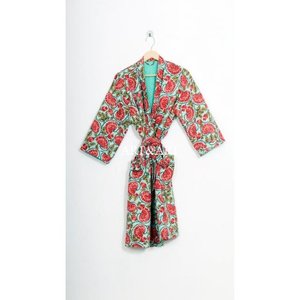 Peignoir Kimono de Luxe Vintage pour Femme, Broderie Kantha Faite Main, 100% Coton, Motif Floral, Vêtement de Nuit d'Été, Qualité Supérieure, Respirant - Product Image 6
