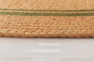 Tapis en jute tressé à la main en fibres naturelles avec bordure verte, tapis rustique bohème - Product Image 2