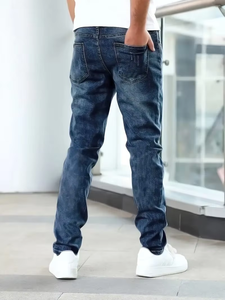 Nouveau jean en denim éco-responsable pour homme, taille mi-haute, coupe droite classique, décontracté, élastique, Bangladesh - Product Image 2