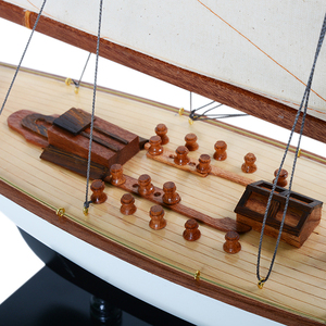 Endeavour Sailboat Schooner <b>Yacht</b> Model - Black & White Painted Small Nautical Decor Business Gift 59.94Lx11.43Wx77.98H cm - Product Image 6