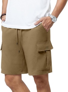 Shorts cargo décontractés pour hommes, à carreaux, taille élastique, style bermuda, avec poches, en tissu de laine, polyester/coton, séchage rapide - Product Image 3