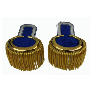 Epaulettes con flecos chapados en oro, bordados vintage, de fieltro con hilo de oro, para uniforme y disfraz, para coser con imán - Product Image 1