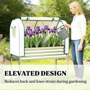 Fioriera rialzata in argento per serra da giardino per coltivazione esterna - Product Image 4