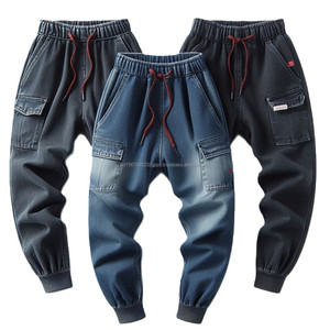 Joggers élégants en denim conçus sur mesure pour femmes, décorations de logo de poche cargo, vêtements de sport OEM directs XS-XXXL, streetwear toutes saisons - Product Image 2