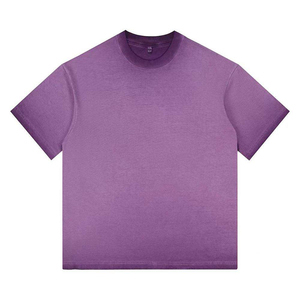 T-shirt vintage pour homme en coton épais, finition délavée, coupe ample, style streetwear, col rond, manches courtes, confortable - Product Image 1