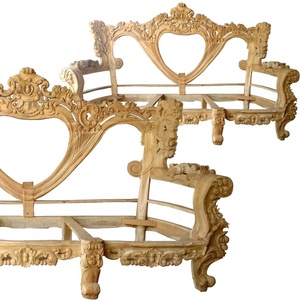 Sofá seccional con marco de madera de teca sin terminar de estilo europeo, juego de muebles de sala de estar de 7 piezas para hoteles - Product Image 5