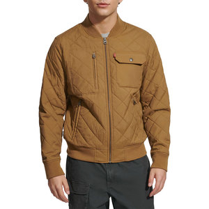 <b>Men's</b> Classic Design Stand Collar Front Logo Windproof Bomber <b>Jacket</b> Warm Material <b>Soft</b> Texture Comfortable Fit Winter Wear - Product Image 1