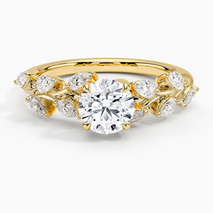 Bague de fiançailles et de mariage en or massif 10K 14K 18K, certifiée luxe, inspirée des fleurs, avec diamant de laboratoire pour femme - Product Image 1