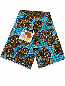 Tissu africain imprimé Ankara orange et bleu, motif traditionnel, textile pour robes féminines, couture et vêtements - Product Image 4