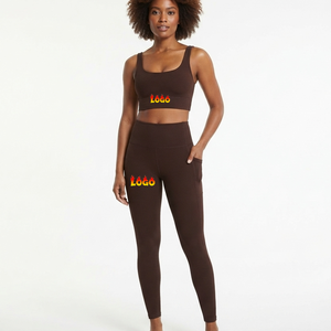 Conjunto de Yoga de Cintura Alta de Secado Rápido para Mujer: Leggings y Sujetador Deportivo con Cuello Cuadrado, Ropa Transpirable para Gimnasio y Correr, Novedad 2026 - Product Image 1